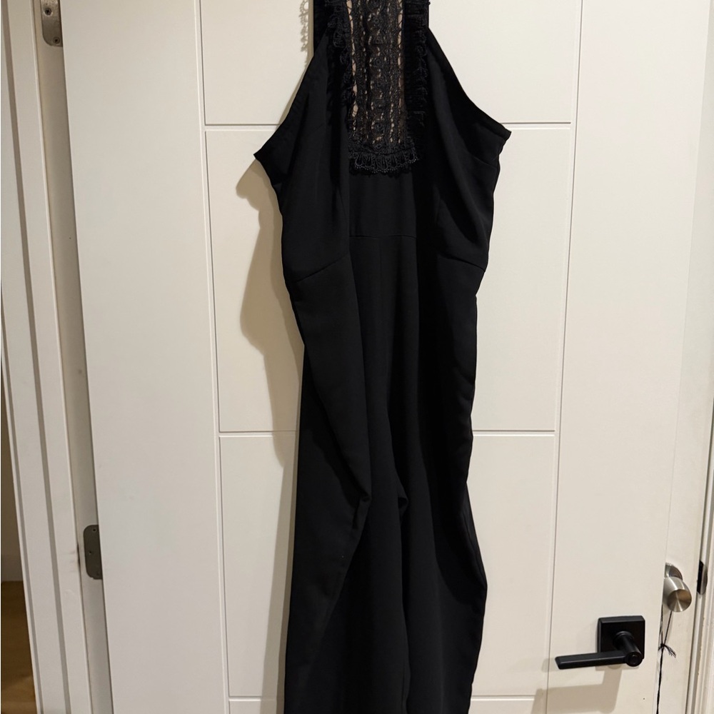 Aqua Black Cropped Jumpsuit
